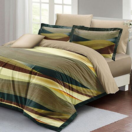 Monohome Harmony Brown Çiçekli Pamuk Saten Çift Kişilik Nevresim Takımı