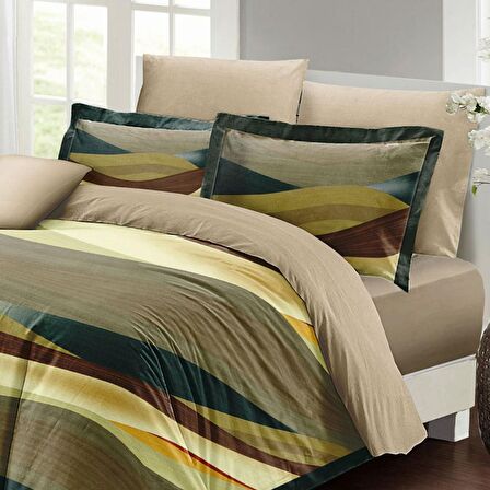 Monohome Harmony Brown Çiçekli Pamuk Saten Çift Kişilik Nevresim Takımı