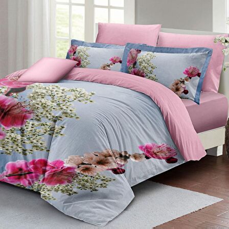 Monohome Bahar Dalı 3D Temalı Pamuk Saten Çift Kişilik Nevresim Takımı