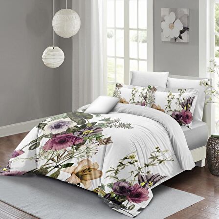 Monohome Flower Dance Çiçekli Pamuk Saten Çift Kişilik Nevresim Takımı