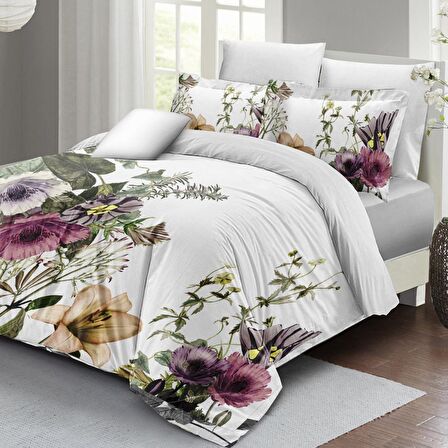 Monohome Flower Dance Çiçekli Pamuk Saten Çift Kişilik Nevresim Takımı