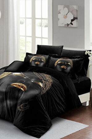 Çift Kişilik Nevresim Takım Özel Dokuma %100 Pamuk 3d African Women