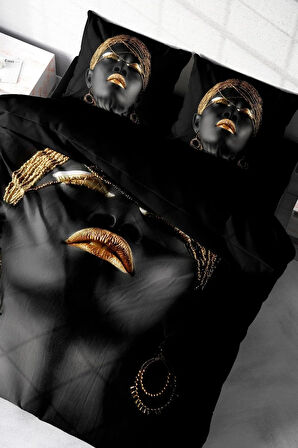 Çift Kişilik Nevresim Takım Özel Dokuma %100 Pamuk 3d African Women