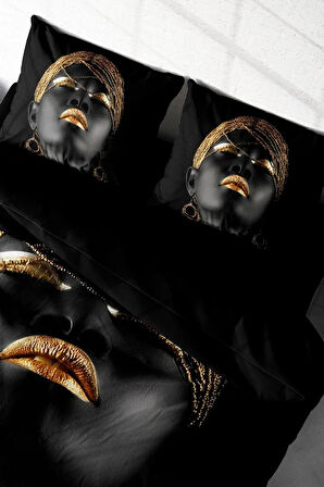 Çift Kişilik Nevresim Takım Özel Dokuma %100 Pamuk 3d African Women