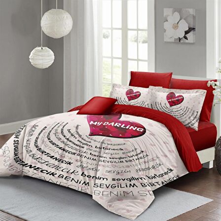 MONOHOME Sevgililer Günü Çift Kişilik Nevresim Takımı %100 Pamuk Saten My Darling