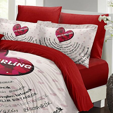 MONOHOME Sevgililer Günü Çift Kişilik Nevresim Takımı %100 Pamuk Saten My Darling