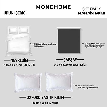 Monohome Sea Anchor 3D Temalı Pamuk Saten Çift Kişilik Nevresim Takımı