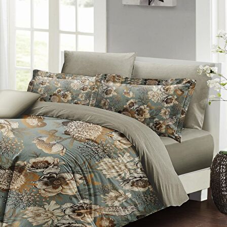 Monohome Mistique Flowers 3D Temalı Pamuk Saten Çift Kişilik Nevresim Takımı