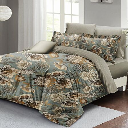 Monohome Mistique Flowers 3D Temalı Pamuk Saten Çift Kişilik Nevresim Takımı