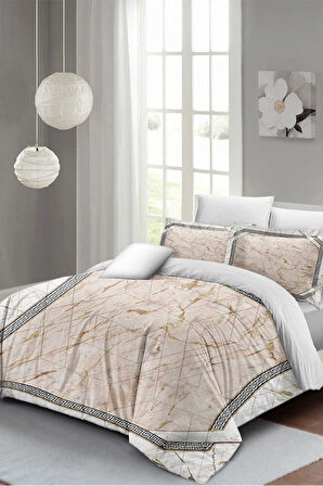 Nevresim Takımı %100 Doğal Pamuk Çift Kişilik 3d Digital Pink Marble