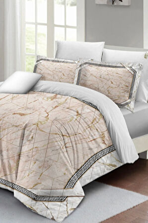Nevresim Takımı %100 Doğal Pamuk Çift Kişilik 3d Digital Pink Marble