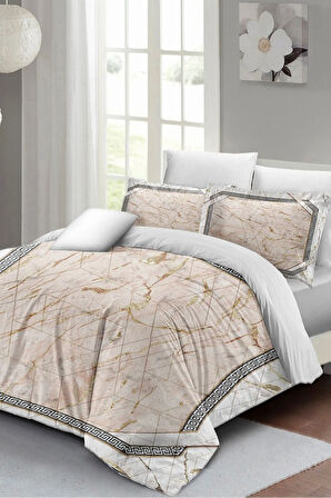 Nevresim Takımı %100 Doğal Pamuk Çift Kişilik 3d Digital Pink Marble