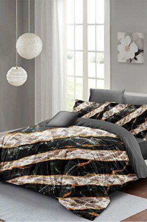 Nevresim Takımı %100 Doğal Pamuk Çift Kişilik 3d Digital Zebra Marble