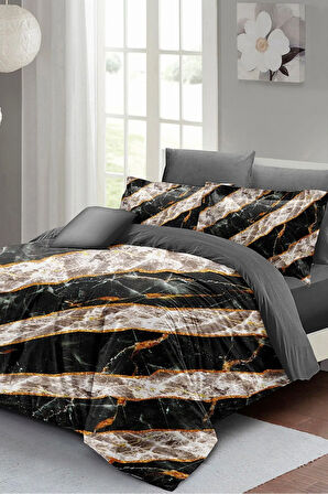 Nevresim Takımı %100 Doğal Pamuk Çift Kişilik 3d Digital Zebra Marble
