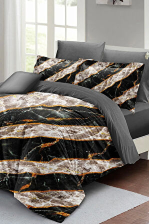 Nevresim Takımı %100 Doğal Pamuk Çift Kişilik 3d Digital Zebra Marble