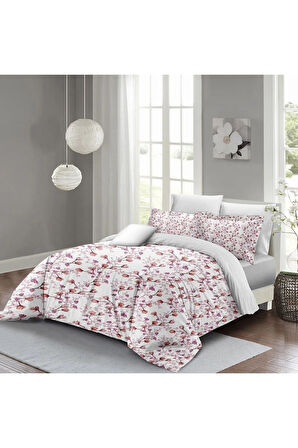 Cherry Blossom Luxury Çift Kişilik Pamuk Saten Nevresim Takımı