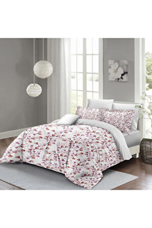 Nevresim Takımı %100 Doğal Pamuk Çift Kişilik 3d Digital Cherry Blossom