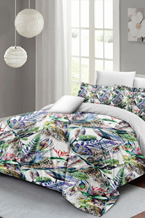 Nevresim Takımı %100 Doğal Pamuk Çift Kişilik 3d Digital Exotic Floral