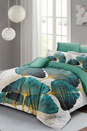 Nevresim Takımı %100 Doğal Pamuk Çift Kişilik 3d Digital Leaves