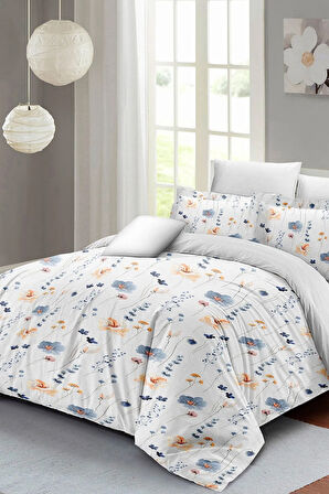 Soft Floral Luxury Çift Kişilik Pamuk Saten Nevresim Takımı