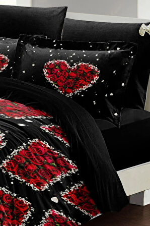 Black Roses 3d Pamuk Saten %100 Pamuk Çift Kişilik Nevresim Takımı