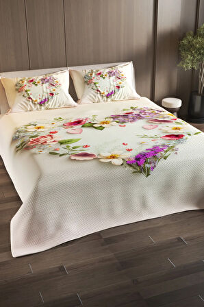 Pike Takımı Pamuklu Çift Kişilik Jakar Dokuma Yatak Örtüsü Heart of roses