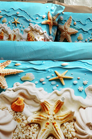 Çift Kişilik Nevresim 5D Tasarım %100 Pamuk Oeko-tex®Sertifikalı Özel Dokuma Sea of Dreams