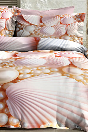 Çift Kişilik Nevresim 5D Tasarım %100 Pamuk Oeko-tex®Sertifikalı Özel Dokuma Pearls and Shells