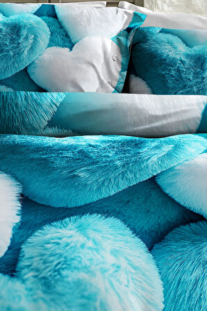 Çift Kişilik Nevresim 5D Tasarım %100 Pamuk Oeko-tex®Sertifikalı Özel Dokuma Hearts of fur