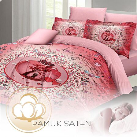 MONOHOME Sevgililer Günü Çift Kişilik Nevresim Takımı %100 Pamuk Saten Chart