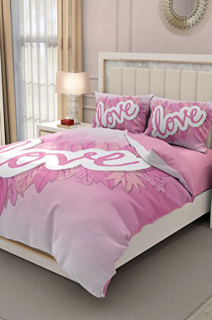 Sevgililer Günü Çift Kişilik Nevresim Takımı%100 Pamuk Saten 3d Aşkıma Özel