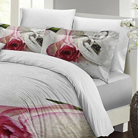 MONOHOME Sevgililer Günü Çift Kişilik Nevresim Takımı %100 Pamuk Saten Gizemli Aşk