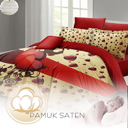 MONOHOME Sevgililer Günü Çift Kişilik Nevresim Takımı %100 Pamuk Saten Aşkımın Kahvesi