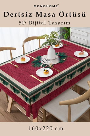 Christmas Masa örtüsü Yılbaşı- 5D Dijital Tasarım Özel Dokuma Christmas