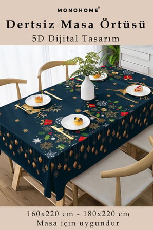 Christmas Masa örtüsü Yılbaşı- 5D Dijital Tasarım Özel Dokuma Deer Noel