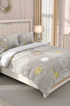 Lastikli Çarşaflı %100 Pamuk Saten Çift Kişilik Nevresim Takımı 3d Relax