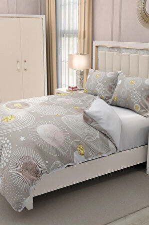 Lastikli Çarşaflı %100 Pamuk Saten Çift Kişilik Nevresim Takımı 3d Relax