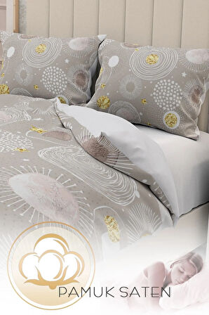 Lastikli Çarşaflı %100 Pamuk Saten Çift Kişilik Nevresim Takımı 3d Relax