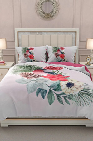 Lastikli Çarşaflı %100 Pamuk Saten Çift Kişilik Nevresim Takımı Small Birdy