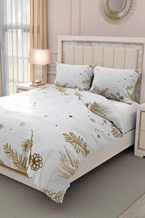 Lastikli Çarşaflı %100 Pamuk Saten Çift Kişilik Nevresim Takımı Soft