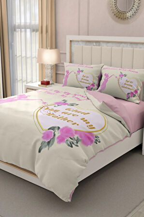 Lastikli Çarşaflı %100 Pamuk Saten Çift Kişilik Nevresim Takımı Anneler Günü Benim Melek Annem