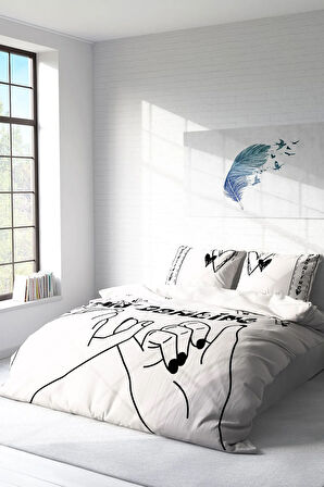 Lastikli Çarşaflı %100 Pamuk Saten Çift Kişilik Nevresim Takımı Darling