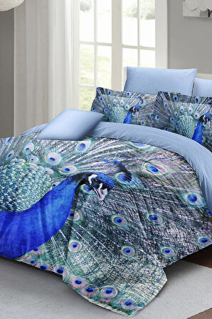 Lastikli Çarşaflı %100 Pamuk Saten Çift Kişilik Nevresim Takımı Pauw