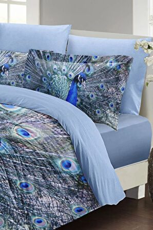 Lastikli Çarşaflı %100 Pamuk Saten Çift Kişilik Nevresim Takımı Pauw