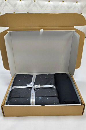 %100 Pamuk-saten Starly Night Lastikli Çarşaflı Çift Kişilik Nevresim Takımı