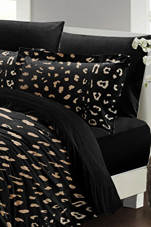 Lastikli Çarşaflı %100 Pamuk Saten Çift Kişilik Nevresim Takımı Animal Print