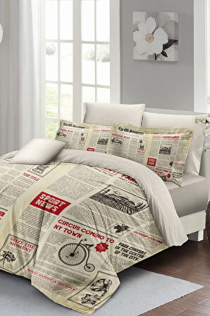 Lastikli Çarşaflı %100 Pamuk Saten Çift Kişilik Nevresim Takımı Advert