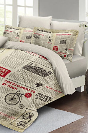 Lastikli Çarşaflı %100 Pamuk Saten Çift Kişilik Nevresim Takımı Advert