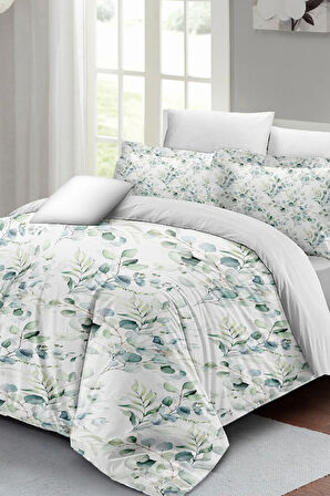 Lastikli Çarşaflı %100 Pamuk Saten Çift Kişilik Nevresim Takımı Organik Natura Luxury