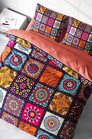 Lastikli Çarşaflı %100 Pamuk Saten Çift Kişilik Nevresim Takımı Nakkaş